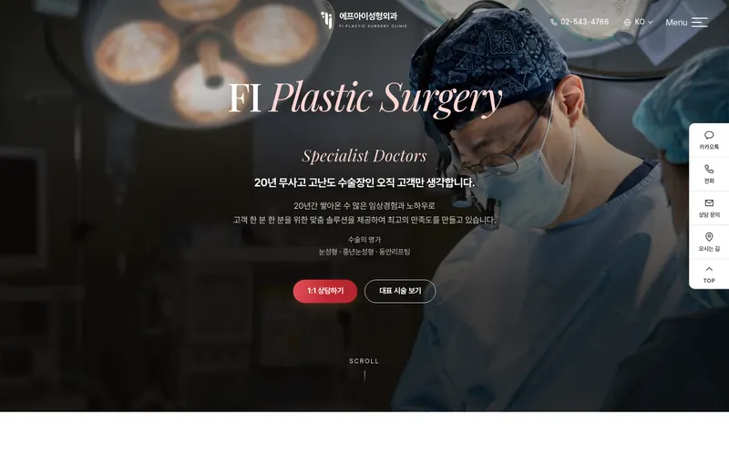 에프아이성형외과 리뉴얼 미리보기 첫 화면